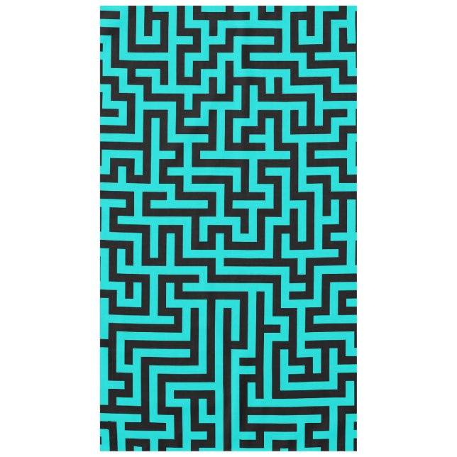 Nappe Lignes de labyrinthe noir turquoise (Devant)