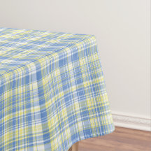 Nappe lignes et carreaux bleus et jaunes