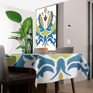 Nappe Lime Bleu Tan Vintage Brown motif floral