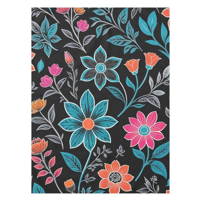 Nappe Linoprint coloré motif floral (Devant)