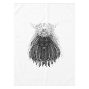 Nappe Lion noir avec couronne Antlers et monogramme