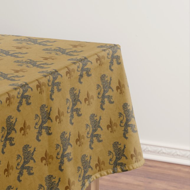 Nappe Lions noirs médiévaux avec Fleurs de Lis (In Situ)