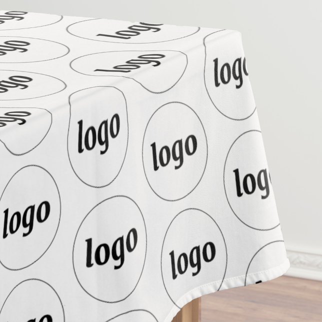 Nappe Logo Motif Business Promotion Branding Blanc (Simple logo pattern business promotional white tablecloth for trade shows, catering and events)