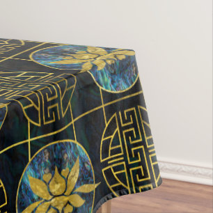 Nappe Lotus d'or chinois de luxe sur l'ormeau