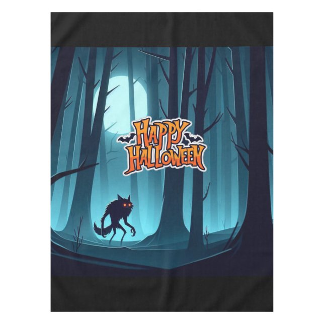 Nappe Loup-garou d'Halloween et citrouilles (Devant)