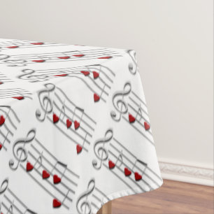 Nappe love music notes argent rouge blanc
