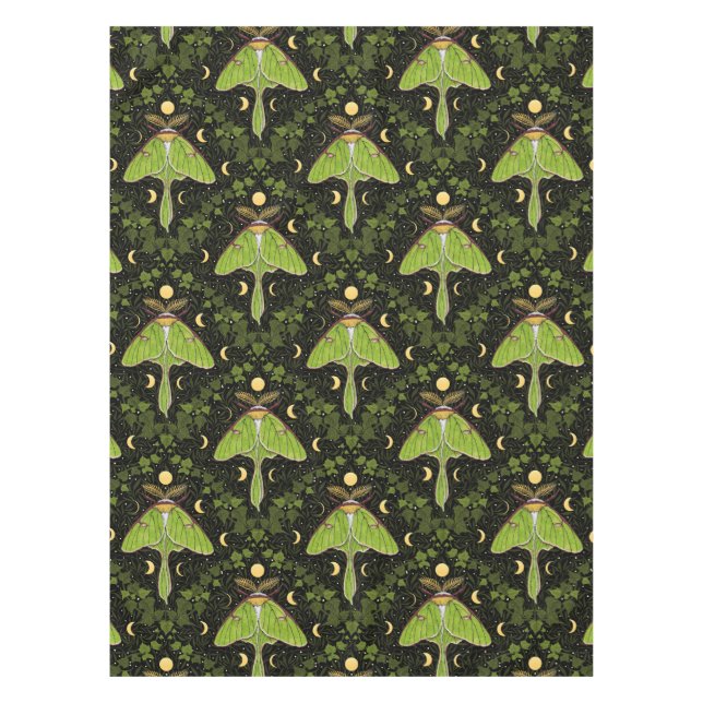 Nappe Luna moth, phases de lune et damas de lierre 2 (Devant)