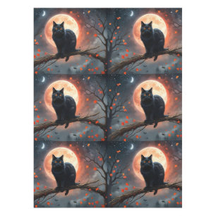 Nappe Lune de chat noir d'Halloween effrayant,