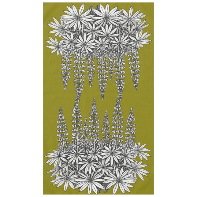 Nappe Lupine Mustard Yellow Botanical Tablecloth (Devant)