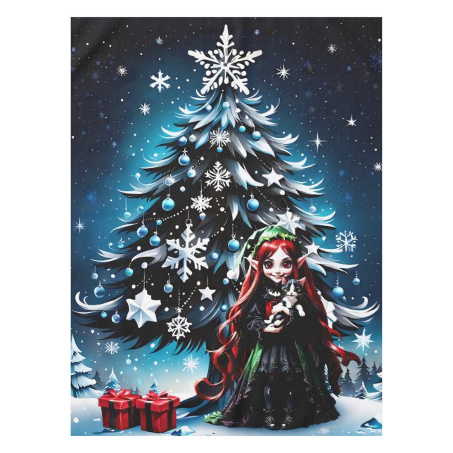 Nappe Lutin de Noël avec chaton.  (Devant)