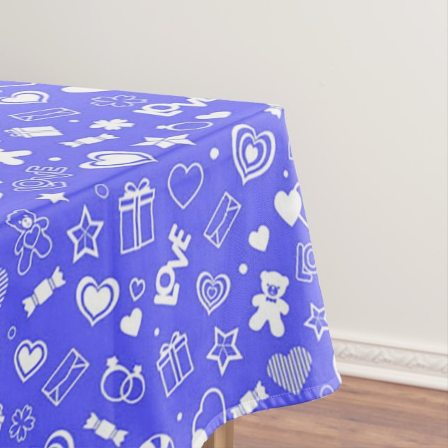 Nappe Luxe Moderne Élégant Amour Bleu Coeur (In Situ)