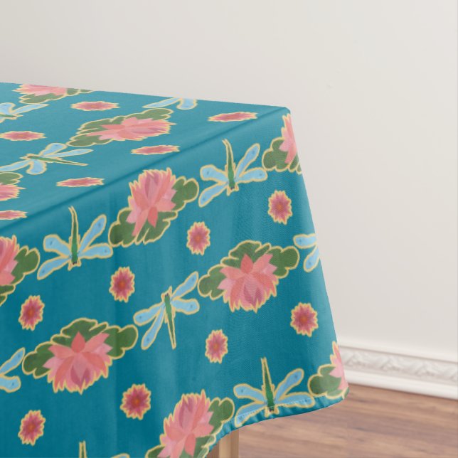 Nappe Lys d'eau rose Bleu pâle libellules Turquoise (In Situ)