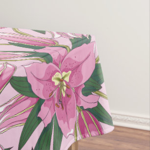 Nappe Lys florissants en rose pastel