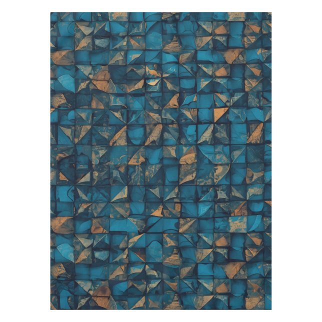 Nappe Magnifique motif patchwork "Look" en sarcelle fonc (Devant)