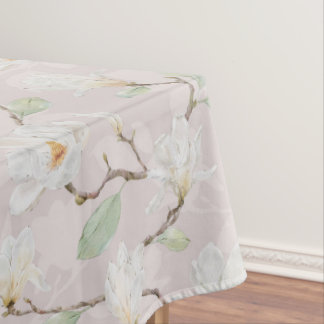 Nappe Magnolia blanche peinte à la main sur rose