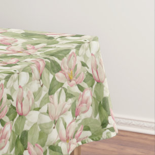 Nappe Magnolias vintage rose et blanc