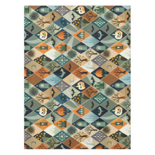 Nappe Maison hantée Halloween vintage motif diamant