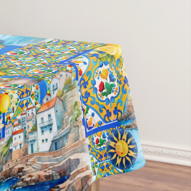 Nappe Majolica, citron, carreaux siciliens, (In Situ)