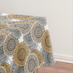 Nappe Mandala arabe motif gris beige à l'orientale