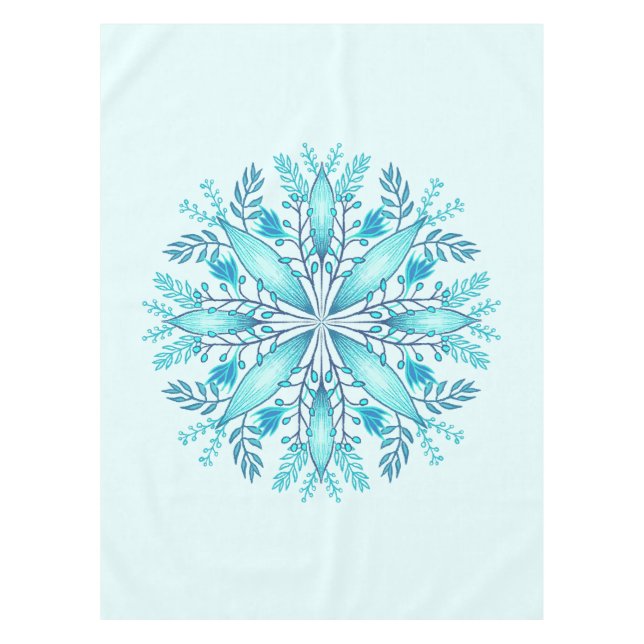 Nappe Mandala floral - Fléau de neige bleu turquoise Boh (Devant)