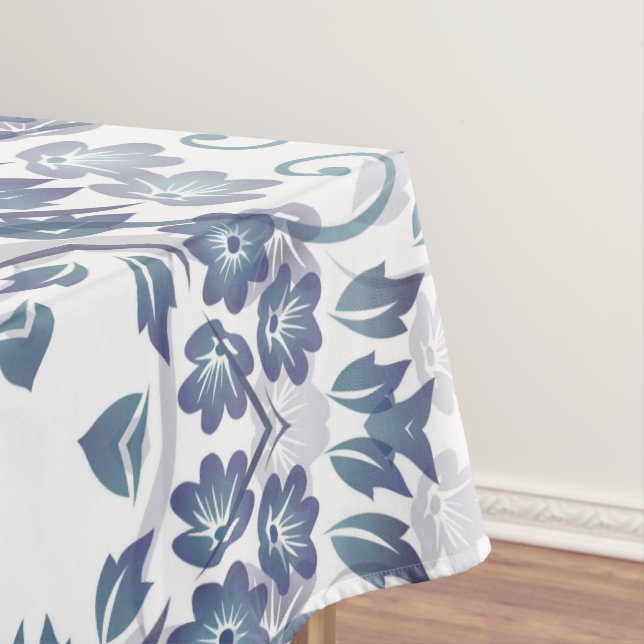 Nappe Mandala florale bleu poussiéreux  (In Situ)