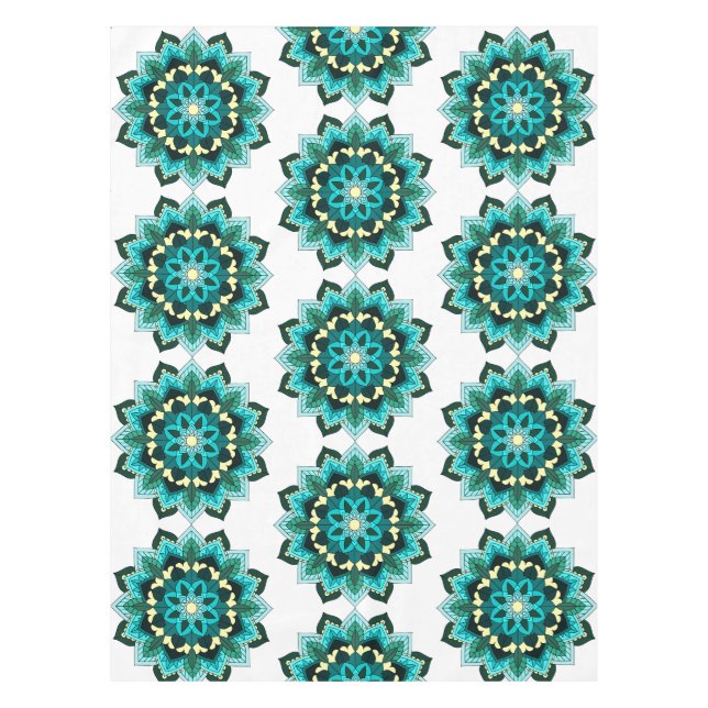 Nappe Mandala Motif 02 en aqua (Devant)