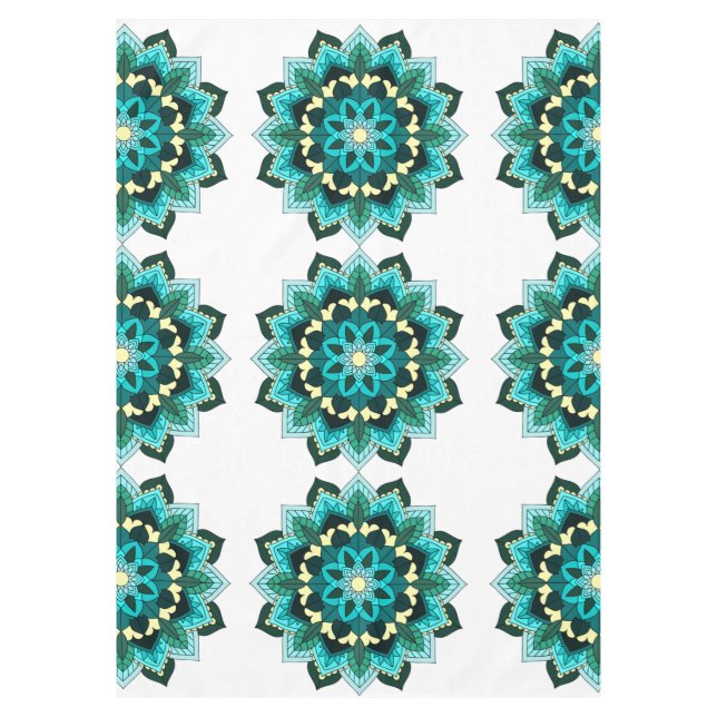 Nappe Mandala Motif 02 en aqua (Devant)