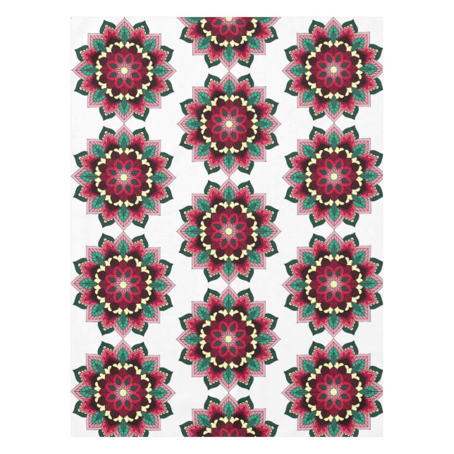 Nappe Mandala Motif 02 en rose profond (Devant)