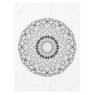 Nappe Mandala. Motif oriental noir et blanc rond