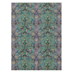 Nappe Mandala noir pourpre d'or turquoise