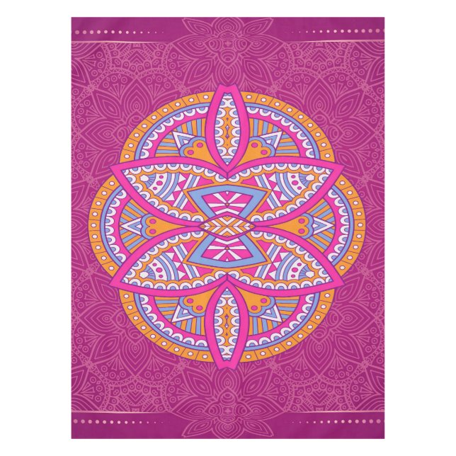 Nappe Mandalas en motifs de répétition rose mélangés (Devant)