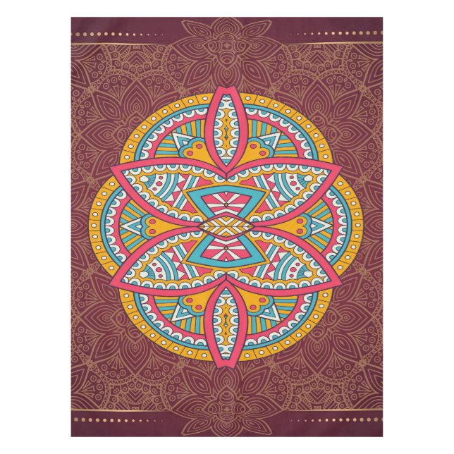 Nappe Mandalas en motifs mixtes Maroon (Devant)