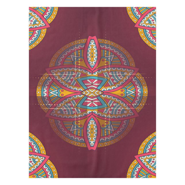 Nappe Mandalas en motifs mixtes Maroon (Devant)