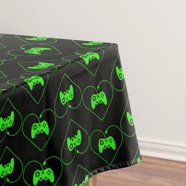 Nappe Manette de jeu vidéo verte motif de cœur (In Situ)