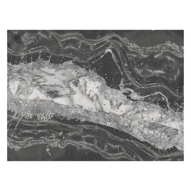 Nappe Marbre gris et blanc et abstrait argenté (Devant (Horizontal))