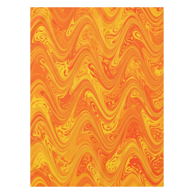 Nappe Marbrure Orange Jaune Rouge Motif (Devant)