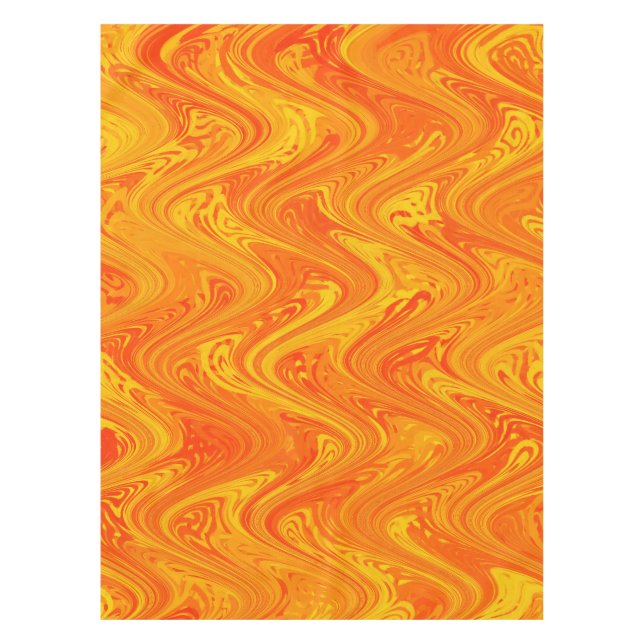 Nappe Marbrure Orange Jaune Rouge Motif (Devant)