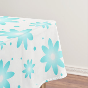 Nappe Marguerite délicate blanche et turquoise, point mo