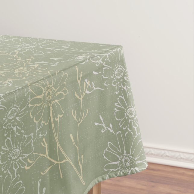 Nappe Marguerites rustiques sur Sage Green, luxe botaniq (In Situ)