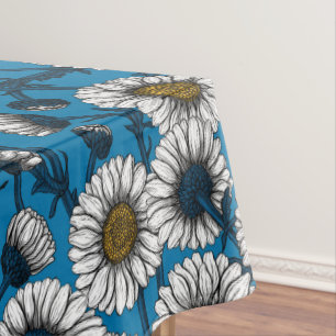 Nappe Marguerites sur bleu