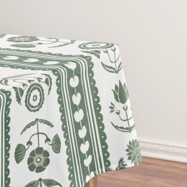 Nappe Mariage à impression botanique verte et blanche (In Situ)