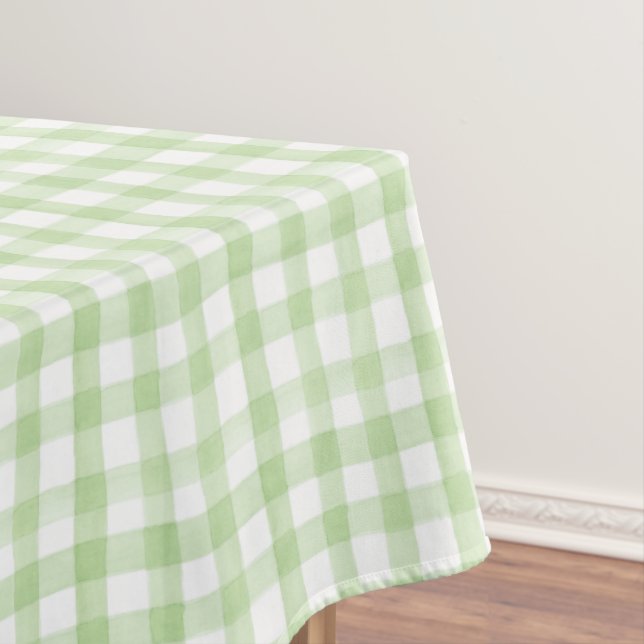 Nappe Mariage au gingham vert et blanc aquarelle (In Situ)