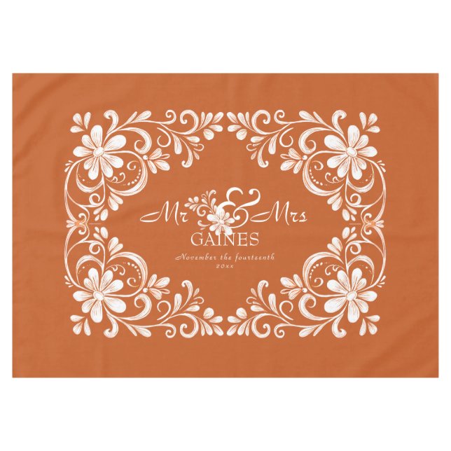 Nappe Mariage Chic Décontracté Orange Brûlé Romantique M (Devant (Horizontal))