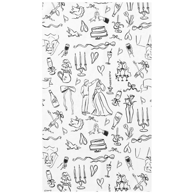 Nappe mariage dessiné à la main toile de mariée (Devant)