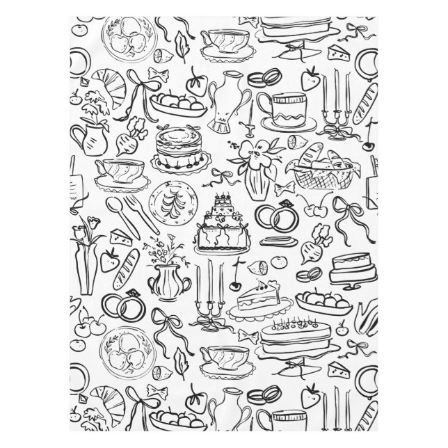 Nappe mariage dessiné à la main végan végétarien (Devant)