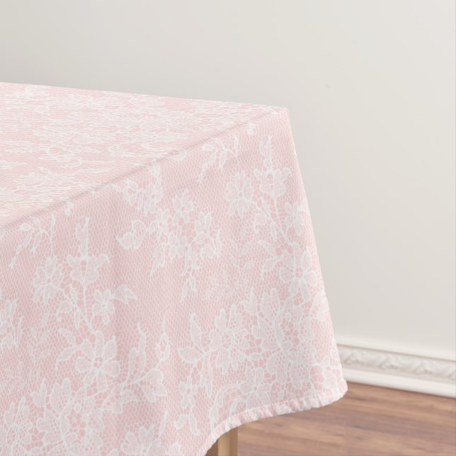 Nappe Mariage en dentelle rose et blanche Tissu de table (In Situ)