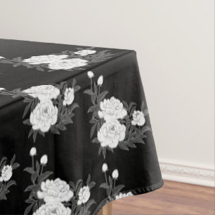 Nappe Mariage floral noir et blanc élégant / Occasion