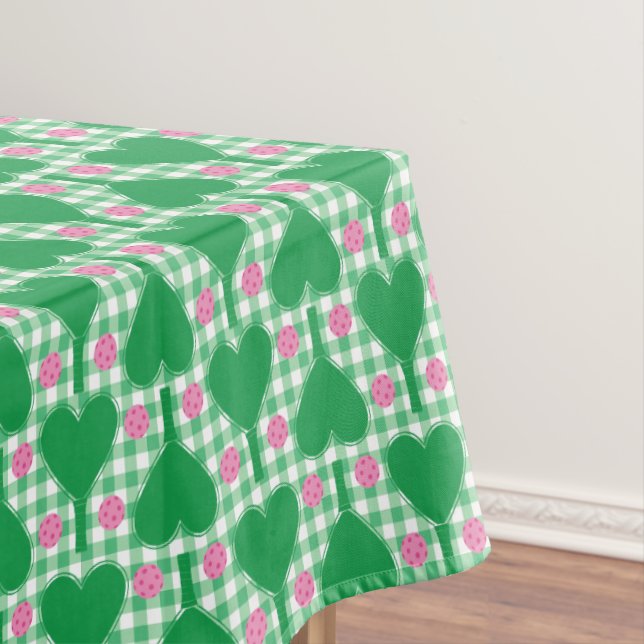 Nappe Mariage Gingham Vert et Rose Prépa Pickleball (In Situ)