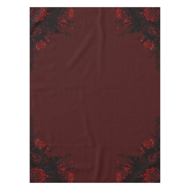 Nappe Mariage gothique élégant floral rouge profond (Devant)