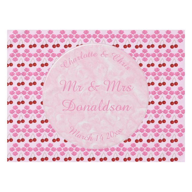 Nappe Mariage rose Printemps Cerisiers en fleurs et ceri (Devant (Horizontal))
